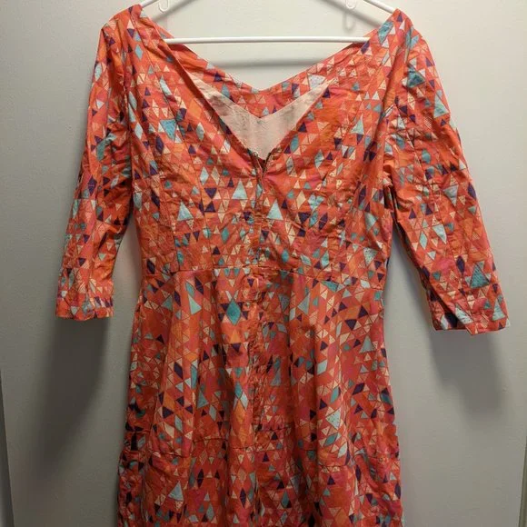 Cute pink multicolor vintage inspired H&M mini dress SZ 10/EUR 40 - Picture 2 of 3